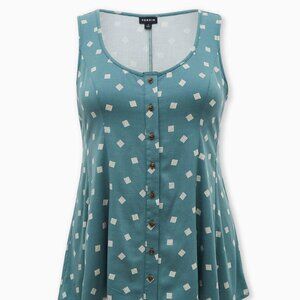 Torrid Fit And Flare Stretch Challis Button-Front Tank